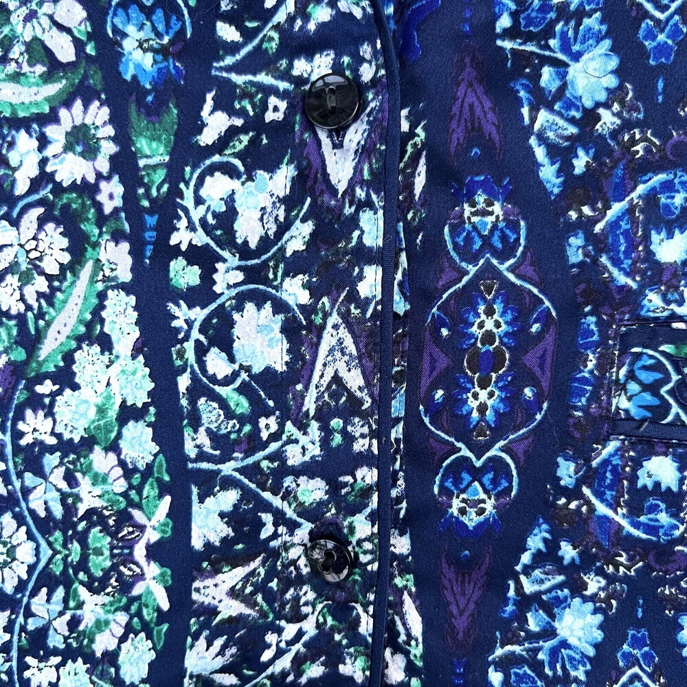 Victoria's Secret - Blue Green White Satin Button Up Sleep Pajama Shirt M - Picture 11 of 14